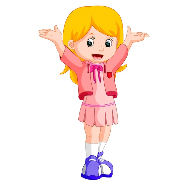 Glad liten tjej cartoon — Stock vektor