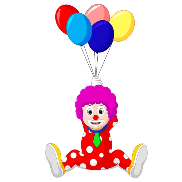 Payaso sosteniendo globo colorido — Vector de stock