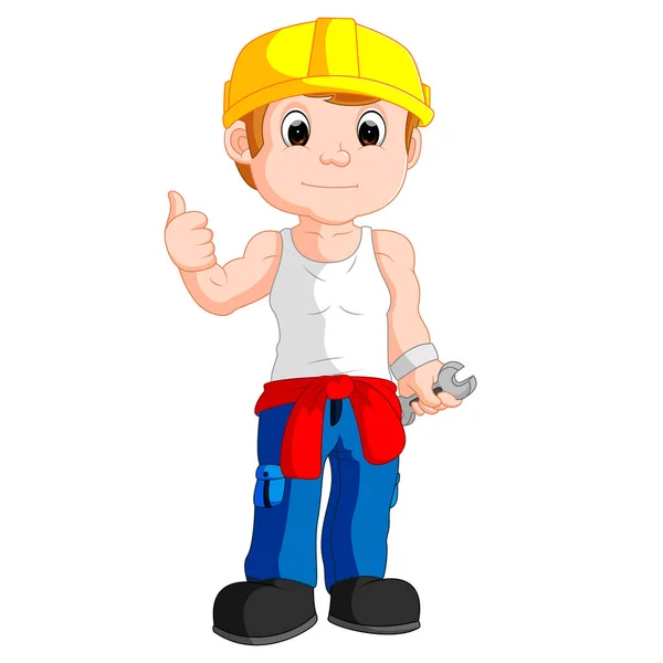 Mechanic cartoon thumb up — стоковый вектор