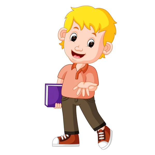 Kids jongen vervoeren boek cartoon — Stockvector