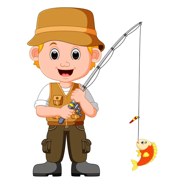 Dessin animé homme pêche — Image vectorielle