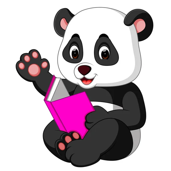 Panda leyendo un libro — Vector de stock