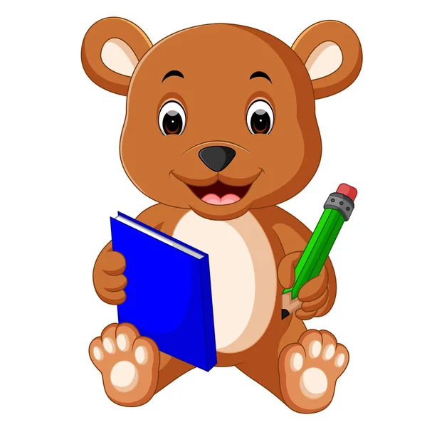Niedlicher Bär liest Buch — Stockvektor