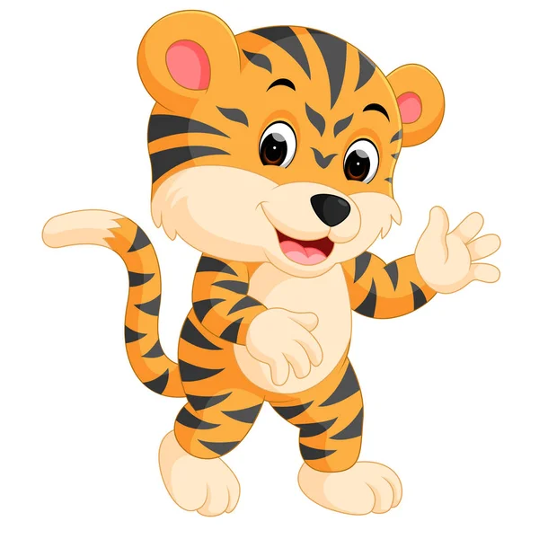 Bonito tigre desenho animado dando polegar para cima — Vetor de Stock