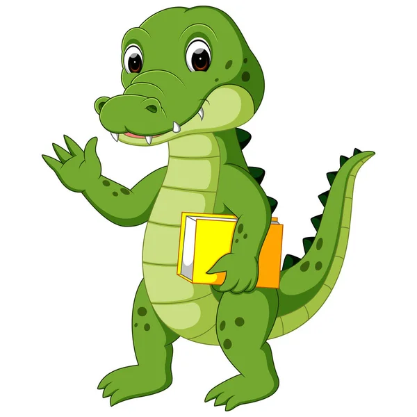Mignon livre de transport crocodile — Image vectorielle