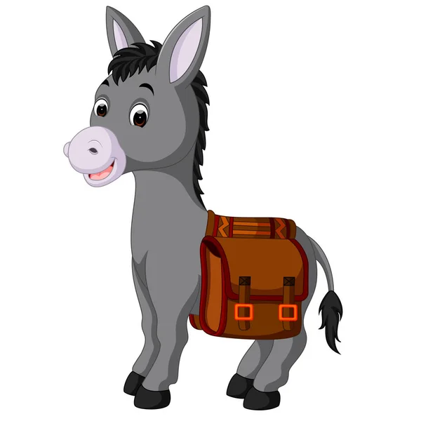 Burro lleva una bolsa — Vector de stock