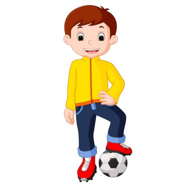 Futbol oynayan çocuk çizgi film