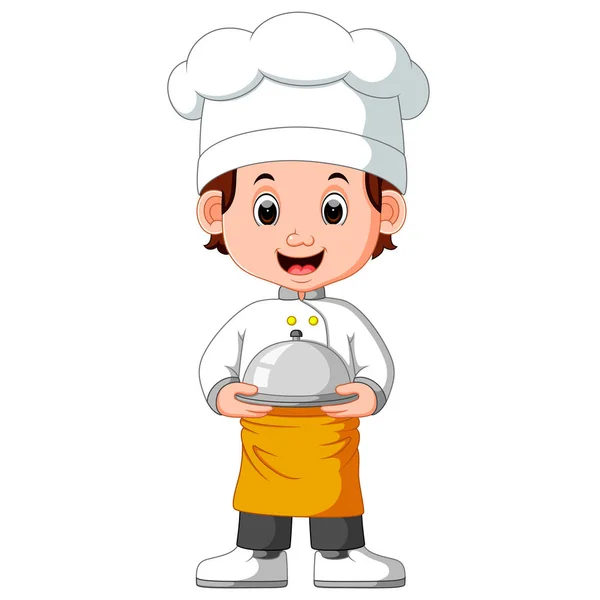 Jongen chef-kok cartoon — Stockvector
