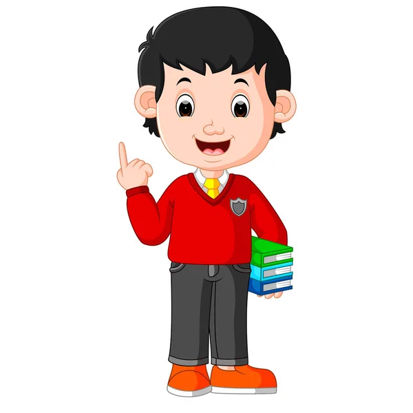 Kids boy carrying book cartoon — Stock Vector