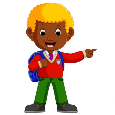 sırt çantası karikatür ile sevimli çocuk