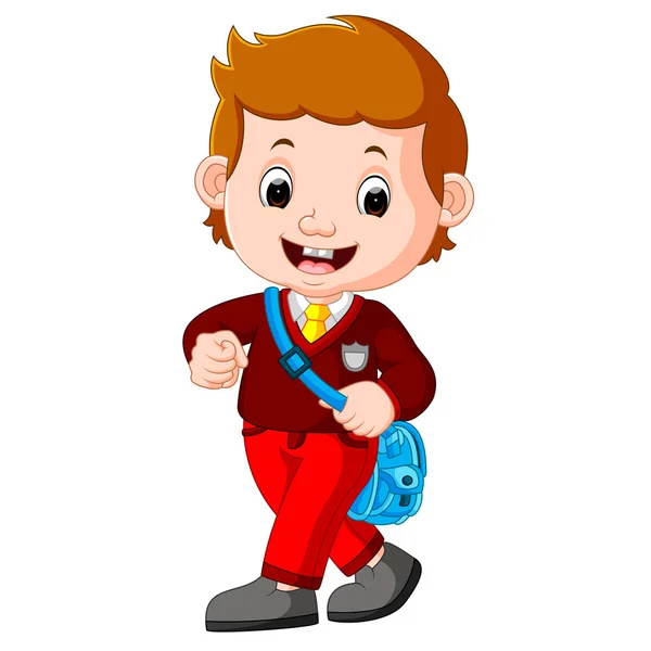 Cute boy with backpack cartoon — Stock Vector