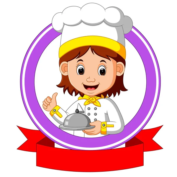 Chef cocinero plato plato de celebración — Vector de stock