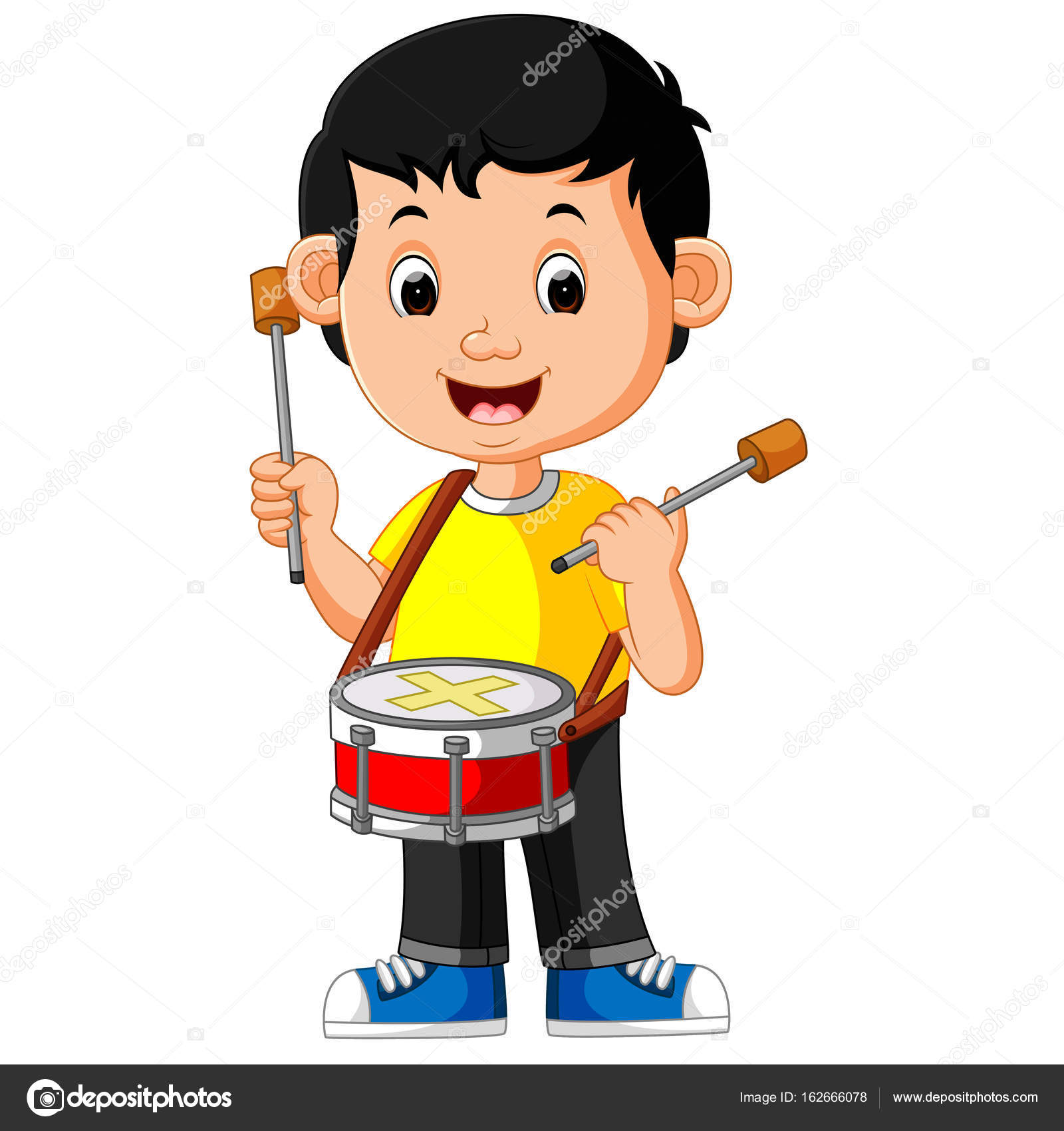 Kid Playing with a Drum Stock Vector by ©hermandesign2015@gmail