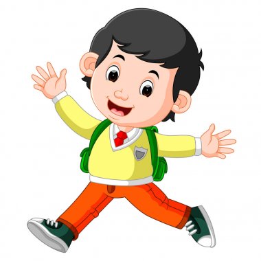 sevimli çocuk okula giderken