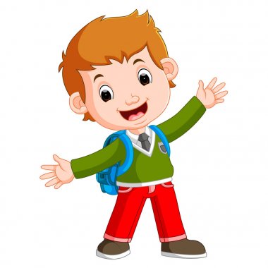 sevimli çocuk okula giderken