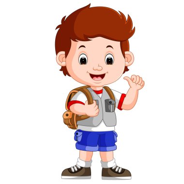 sevimli çocuk okula giderken