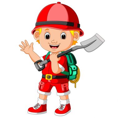 sevimli uzun yürüyüşe çıkan kimse çocuk holding kürek