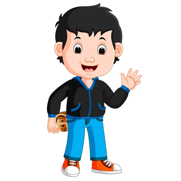 Lindo chico de dibujos animados buena pose — Vector de stock