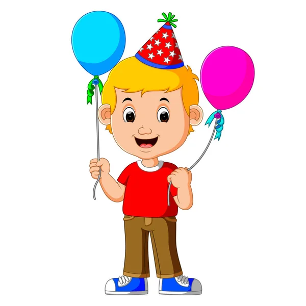 Αγόρι εκμετάλλευση μπαλόνια — Διανυσματικό Αρχείο
