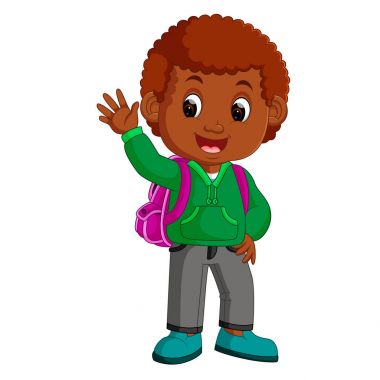 sevimli çocuk gitmek için okul çizgi film