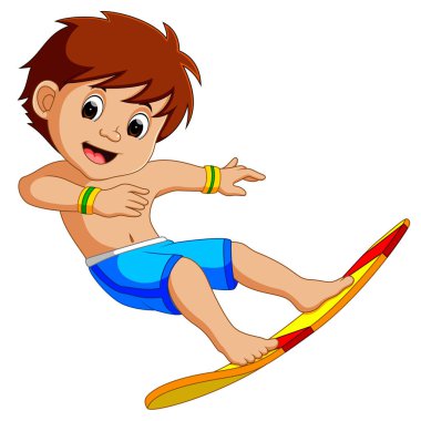 karikatür sörfçü çocuk