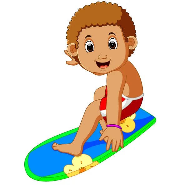 Karikatür sörfçü çocuk — Stok Vektör