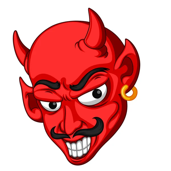 Rojo diablo cabeza de dibujos animados — Vector de stock
