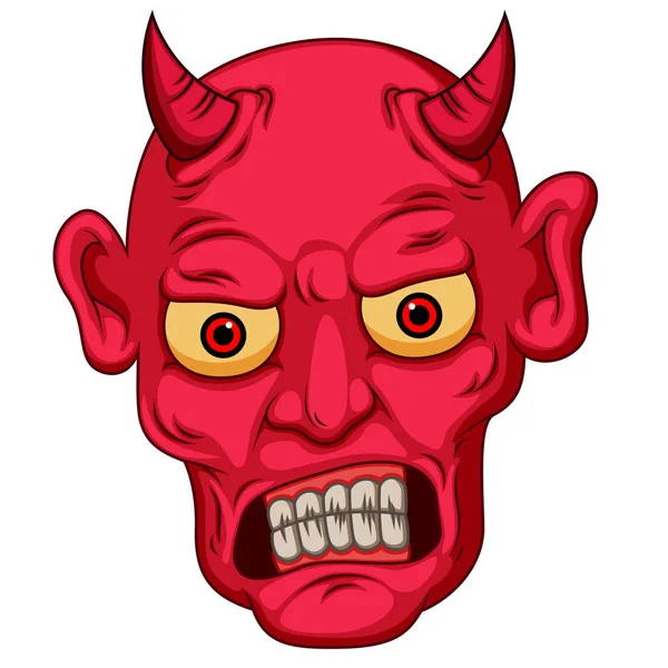 Rojo caricatura estilo diablo cara — Vector de stock