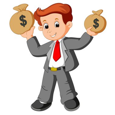 İşadamı holding çanta dolusu para