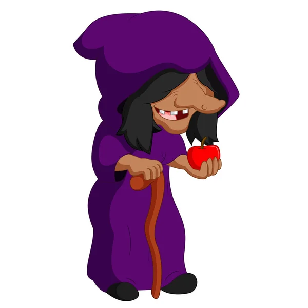 Witch holding an apple — Stock Vector