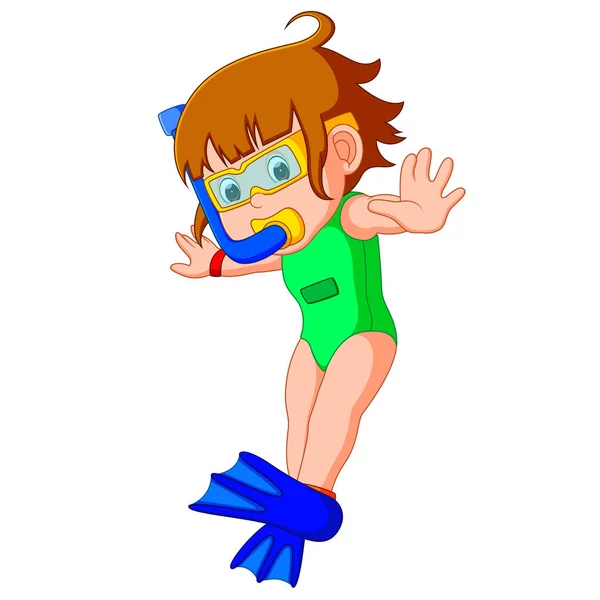 Mujer joven haciendo snorkel — Vector de stock