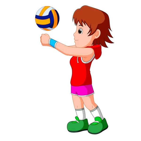 Young girl volleyball player — Stock Vector