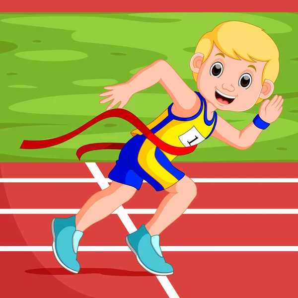 bir yarış kazanan runner adam