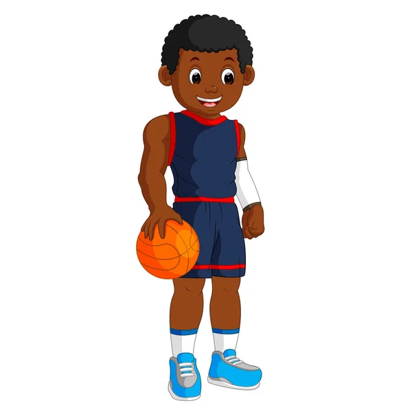 Jeune homme énergique jouant au basket — Image vectorielle