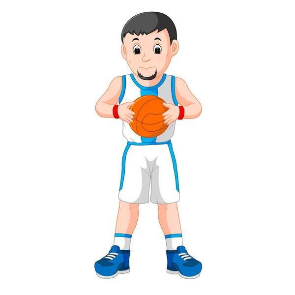 Энергичный молодой человек, играющий в баскетбол — стоковый вектор