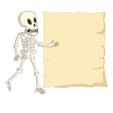 Boş işareti karikatür komik insan iskeleti