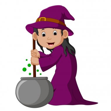 Çizgi film küçük cadı iksir hazırlanıyor