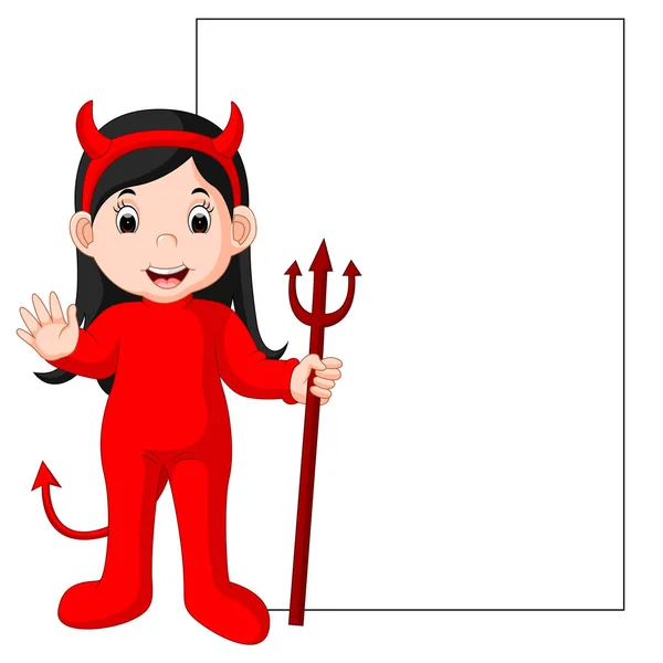 Χαριτωμένος διάβολος καρτούν με κενό σύμβολο — Διανυσματικό Αρχείο