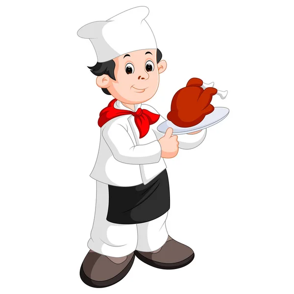 Vtipné kreslené kuchař s pečeně — Stockový vektor