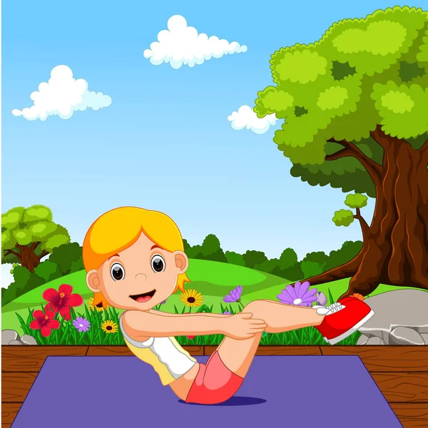 Young girl doing yoga — Stock Vector