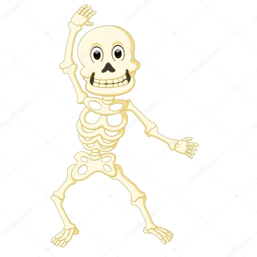 Cartoon funny human skeleton dancing