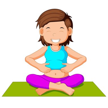 Yoga yaparken şirin hamile kadın karakter