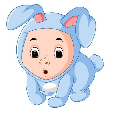 Tavşan takım elbise giymiş küçük komik bebek
