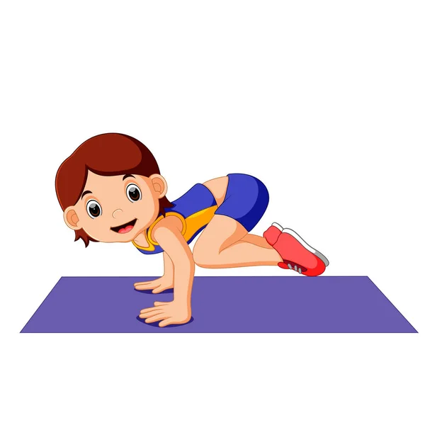 Personnage de femme mignonne faisant du yoga — Image vectorielle