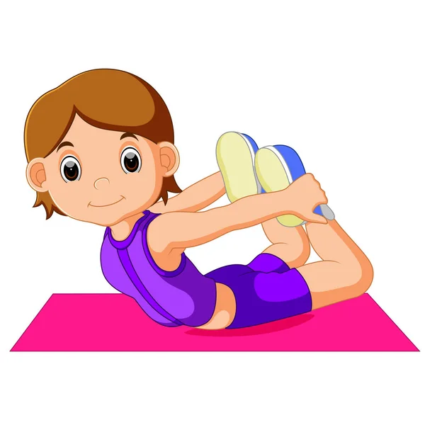 Personnage de femme mignonne faisant du yoga — Image vectorielle