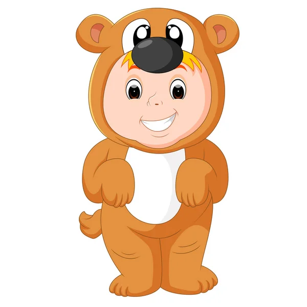 Little funny baby wearing puppy suit — Stock Vector