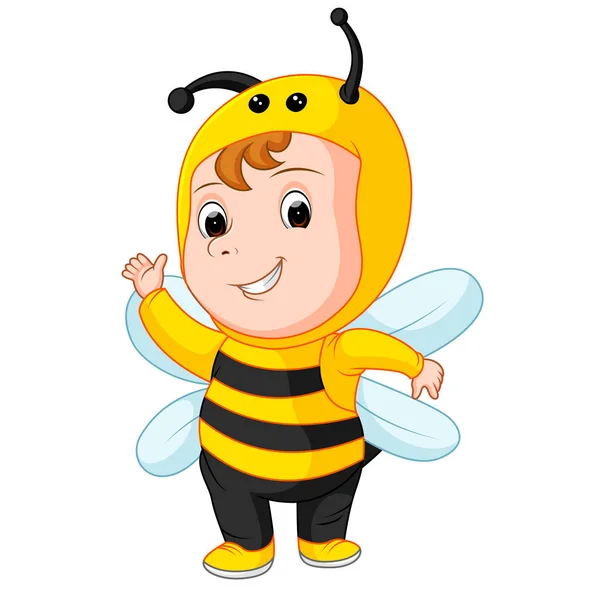 Cute baby w garniturze bee — Wektor stockowy