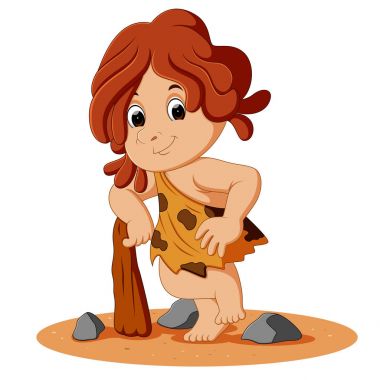 Gülümseyen karikatür mağara adamı