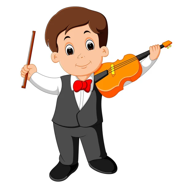 Little boy playing violin — Stock Vector