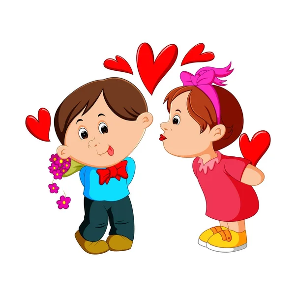Κορίτσι φιλί ένας άνθρωπος — Διανυσματικό Αρχείο